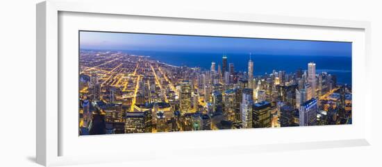 USA, Illinois, Chicago. Elevated Dusk View over the City from the Willis Tower.-Nick Ledger-Framed Photographic Print