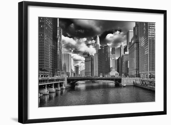 USA, ILlinois, Chicago. State Street Bridge and Cityscape-Petr Bednarik-Framed Photographic Print