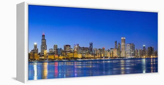 Usa, Illinois, Chicago. the City Skyline and a Frozen Lake Michigan from Near the Shedd Aquarium.-Nick Ledger-Framed Premier Image Canvas