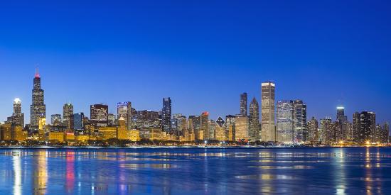 Usa Illinois Chicago The City Skyline And A Frozen Lake Michigan From Near The Shedd Aquarium Photographic Print Nick Ledger Art Com