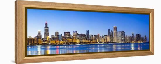 Usa, Illinois, Chicago. the City Skyline and a Frozen Lake Michigan.-Nick Ledger-Framed Premier Image Canvas