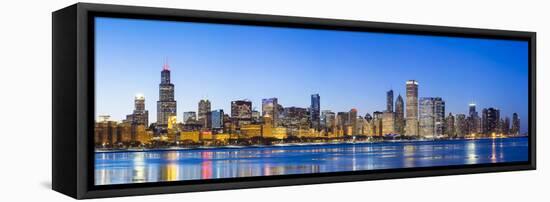 Usa, Illinois, Chicago. the City Skyline and a Frozen Lake Michigan.-Nick Ledger-Framed Premier Image Canvas