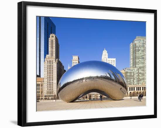 USA, Illinois, Chicago, the Cloud Gate Sculpture in Millenium Park-Nick Ledger-Framed Photographic Print