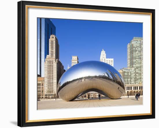 USA, Illinois, Chicago, the Cloud Gate Sculpture in Millenium Park-Nick Ledger-Framed Photographic Print