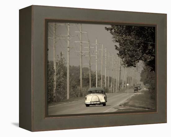 USA, Illinois, Route 66 at Godley, 1950's Car-Alan Copson-Framed Premier Image Canvas