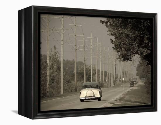 USA, Illinois, Route 66 at Godley, 1950's Car-Alan Copson-Framed Premier Image Canvas