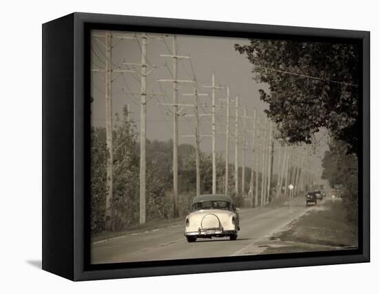 USA, Illinois, Route 66 at Godley, 1950's Car-Alan Copson-Framed Premier Image Canvas