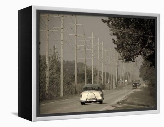 USA, Illinois, Route 66 at Godley, 1950's Car-Alan Copson-Framed Premier Image Canvas