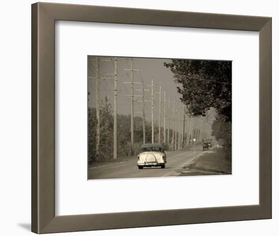 USA, Illinois, Route 66 at Godley, 1950's Car-Alan Copson-Framed Photographic Print