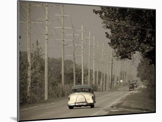 USA, Illinois, Route 66 at Godley, 1950's Car-Alan Copson-Mounted Photographic Print