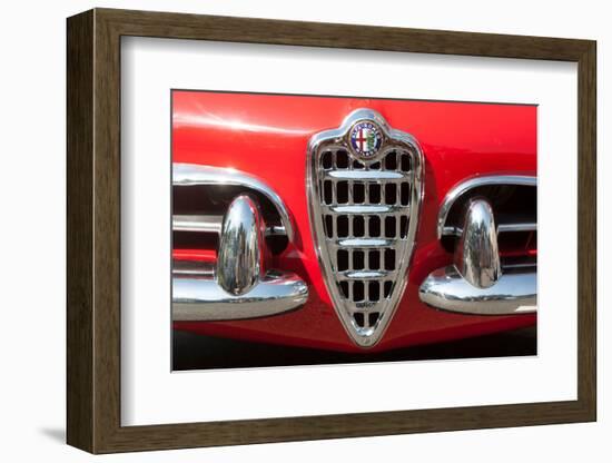 USA, Indiana, Carmel. Chrome grill on a vintage Alfa-Romeo.-Jaynes Gallery-Framed Photographic Print