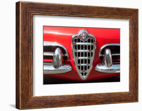 USA, Indiana, Carmel. Chrome grill on a vintage Alfa-Romeo.-Jaynes Gallery-Framed Photographic Print