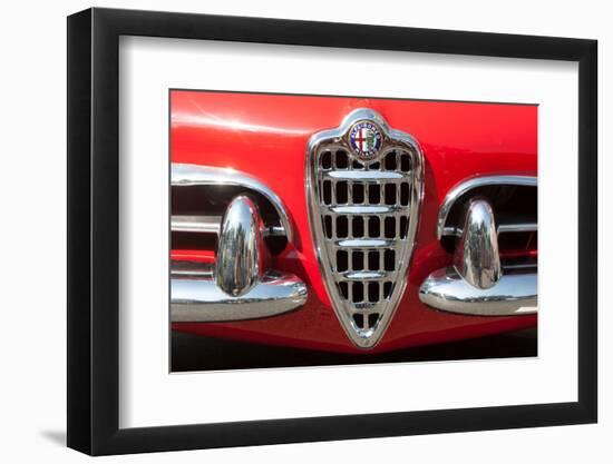 USA, Indiana, Carmel. Chrome grill on a vintage Alfa-Romeo.-Jaynes Gallery-Framed Photographic Print