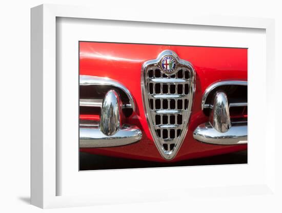 USA, Indiana, Carmel. Chrome grill on a vintage Alfa-Romeo.-Jaynes Gallery-Framed Photographic Print