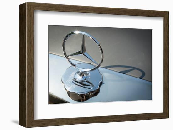 USA, Indiana, Carmel. Mercedes-Benz hood ornament and shadow.-Jaynes Gallery-Framed Photographic Print