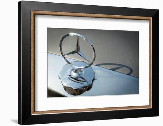 USA, Indiana, Carmel. Mercedes-Benz hood ornament and shadow.-Jaynes Gallery-Framed Photographic Print