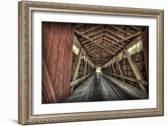 USA, Indiana, Carroll County. Lancaster Covered Bridge-Rona Schwarz-Framed Photographic Print