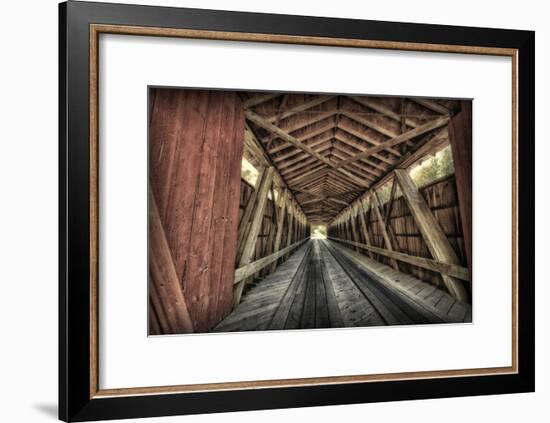 USA, Indiana, Carroll County. Lancaster Covered Bridge-Rona Schwarz-Framed Photographic Print