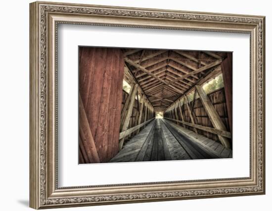 USA, Indiana, Carroll County. Lancaster Covered Bridge-Rona Schwarz-Framed Photographic Print