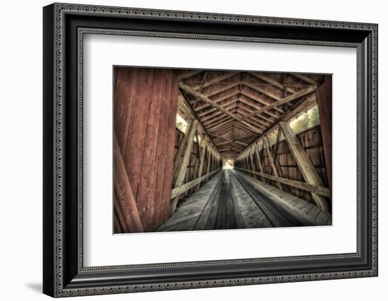 USA, Indiana, Carroll County. Lancaster Covered Bridge-Rona Schwarz-Framed Photographic Print