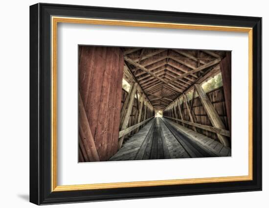 USA, Indiana, Carroll County. Lancaster Covered Bridge-Rona Schwarz-Framed Photographic Print