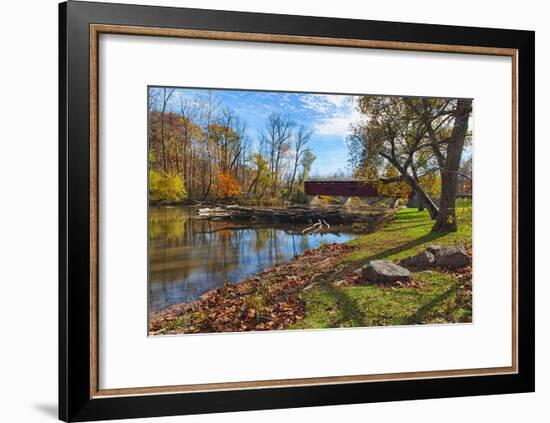 USA, Indiana, Cataract Falls State Recreation Area, Covered Bridge-Rona Schwarz-Framed Photographic Print