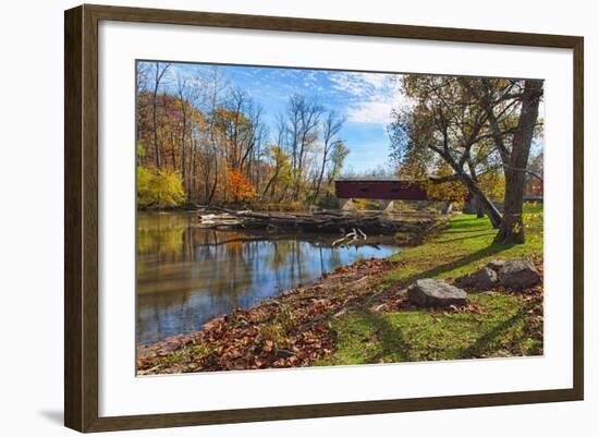 USA, Indiana, Cataract Falls State Recreation Area, Covered Bridge-Rona Schwarz-Framed Photographic Print