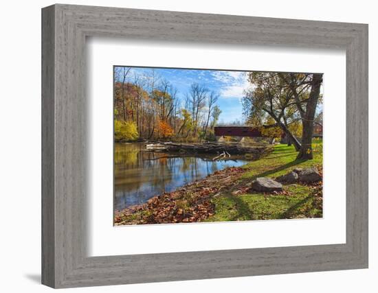 USA, Indiana, Cataract Falls State Recreation Area, Covered Bridge-Rona Schwarz-Framed Photographic Print