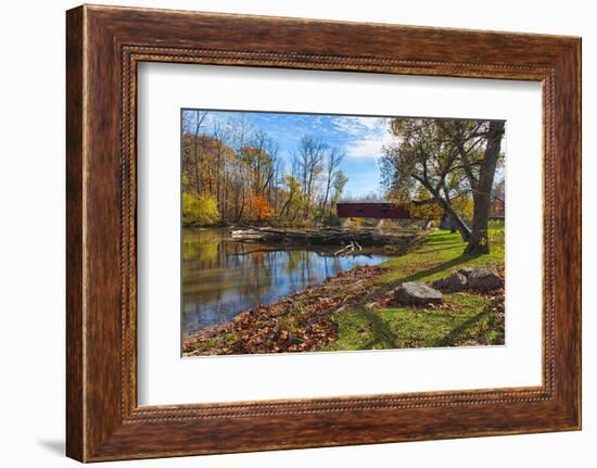 USA, Indiana, Cataract Falls State Recreation Area, Covered Bridge-Rona Schwarz-Framed Photographic Print