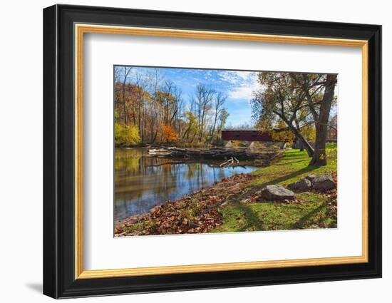 USA, Indiana, Cataract Falls State Recreation Area, Covered Bridge-Rona Schwarz-Framed Photographic Print