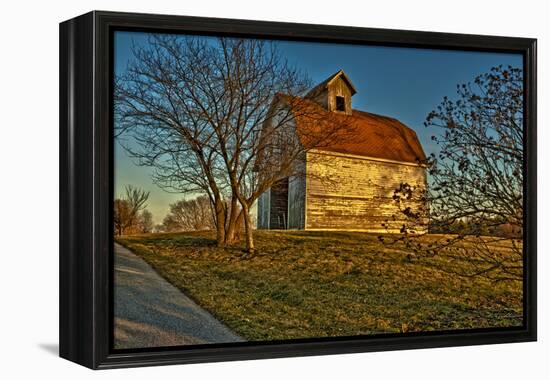 USA, Indiana, Rural Scene of Red Roofed Barn-Rona Schwarz-Framed Premier Image Canvas