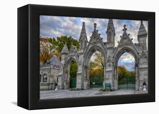 USA, Indianapolis, Indiana. the Entrance Gate to Crown Hill Cemetery-Rona Schwarz-Framed Premier Image Canvas