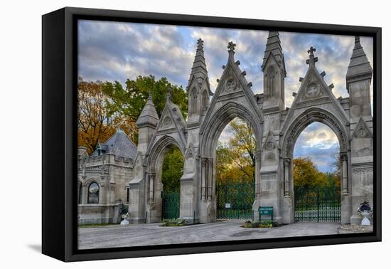 USA, Indianapolis, Indiana. the Entrance Gate to Crown Hill Cemetery-Rona Schwarz-Framed Premier Image Canvas