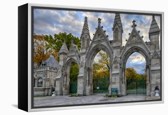 USA, Indianapolis, Indiana. the Entrance Gate to Crown Hill Cemetery-Rona Schwarz-Framed Premier Image Canvas