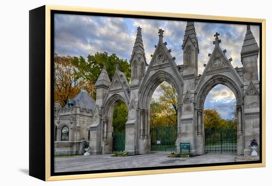 USA, Indianapolis, Indiana. the Entrance Gate to Crown Hill Cemetery-Rona Schwarz-Framed Premier Image Canvas