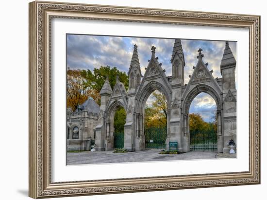 USA, Indianapolis, Indiana. the Entrance Gate to Crown Hill Cemetery-Rona Schwarz-Framed Photographic Print