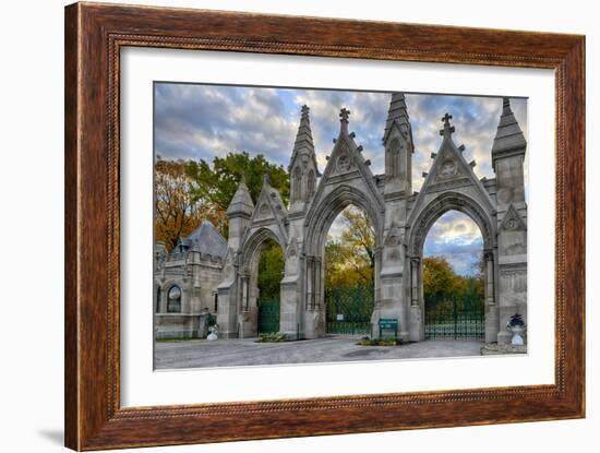 USA, Indianapolis, Indiana. the Entrance Gate to Crown Hill Cemetery-Rona Schwarz-Framed Photographic Print