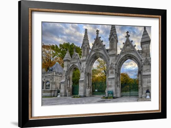 USA, Indianapolis, Indiana. the Entrance Gate to Crown Hill Cemetery-Rona Schwarz-Framed Photographic Print