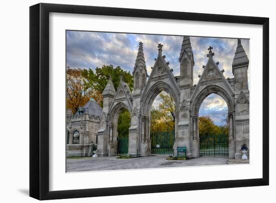 USA, Indianapolis, Indiana. the Entrance Gate to Crown Hill Cemetery-Rona Schwarz-Framed Photographic Print