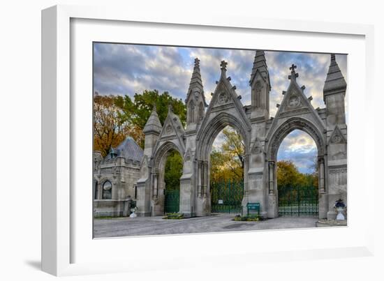 USA, Indianapolis, Indiana. the Entrance Gate to Crown Hill Cemetery-Rona Schwarz-Framed Photographic Print