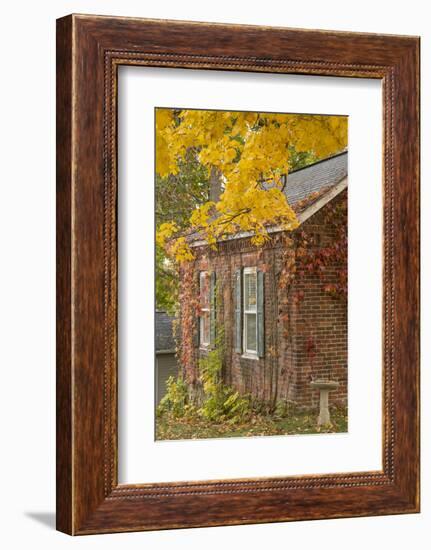 USA, Iowa, Mt Vernon. Brick House in Autumn-Don Grall-Framed Photographic Print
