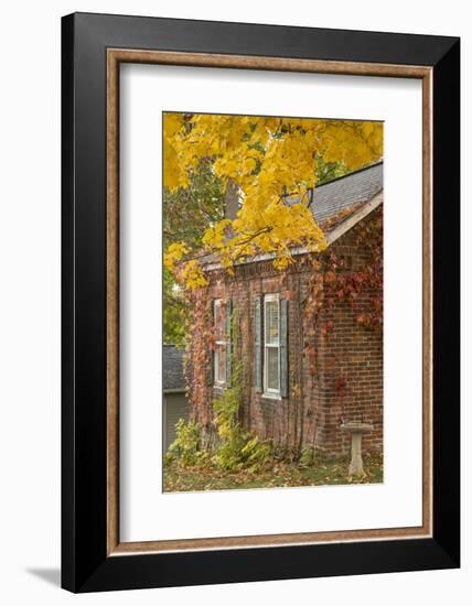 USA, Iowa, Mt Vernon. Brick House in Autumn-Don Grall-Framed Photographic Print