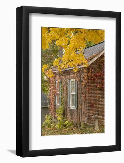 USA, Iowa, Mt Vernon. Brick House in Autumn-Don Grall-Framed Photographic Print