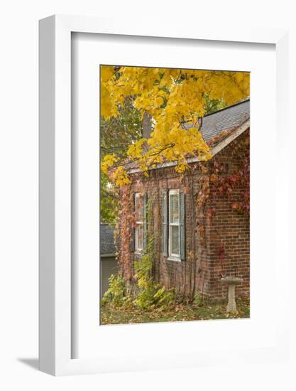 USA, Iowa, Mt Vernon. Brick House in Autumn-Don Grall-Framed Photographic Print