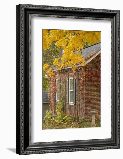 USA, Iowa, Mt Vernon. Brick House in Autumn-Don Grall-Framed Photographic Print