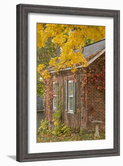 USA, Iowa, Mt Vernon. Brick House in Autumn-Don Grall-Framed Photographic Print