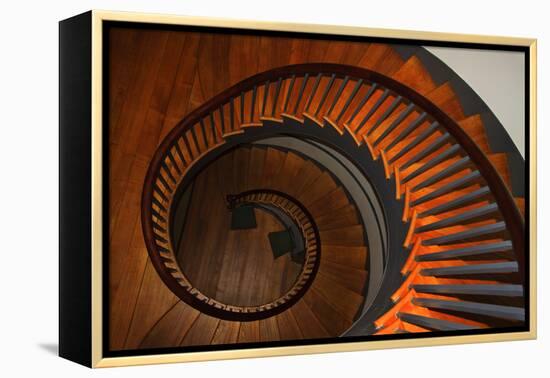 USA, Kentucky, Pleasant Hill, Spiral Staircase at the Shaker Village-Joanne Wells-Framed Premier Image Canvas