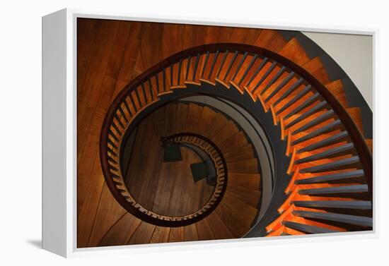 USA, Kentucky, Pleasant Hill, Spiral Staircase at the Shaker Village-Joanne Wells-Framed Premier Image Canvas