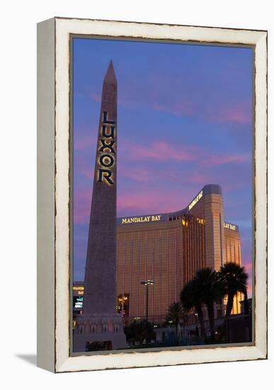 USA, Las Vegas, Hotel Mandala Bay and Luxor, Evening Light-Catharina Lux-Framed Premier Image Canvas