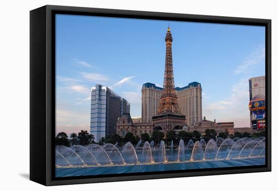 USA, Las Vegas, Water Show, Hotel 'Paris Las Vegas', Eiffel Tower-Catharina Lux-Framed Premier Image Canvas